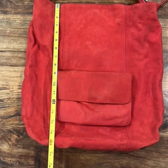 Laura Di Maggio Red Suede Slouchy Crossbody Bag